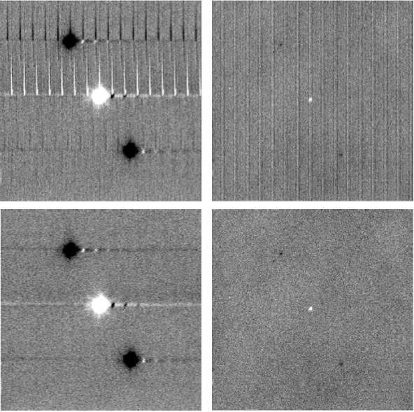 Images with regular vertical striping due to the jailbar effect.